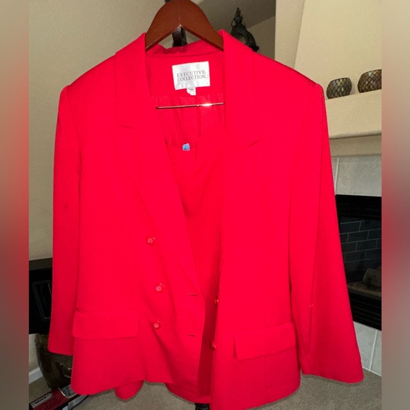 Red Executive Collection Two-Piece Skirt Suit.  Plus Size 20W - Picture 6 of 13